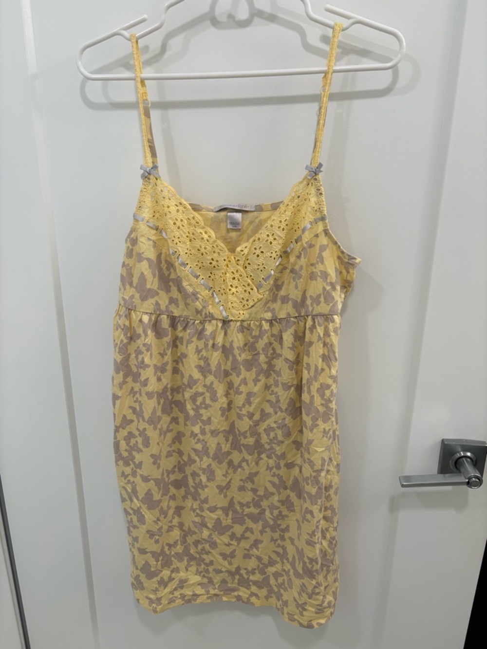 Victoria’s Secret Vintage Y2K Yellow Eyelet Butterfly Babydoll Dress Size Large